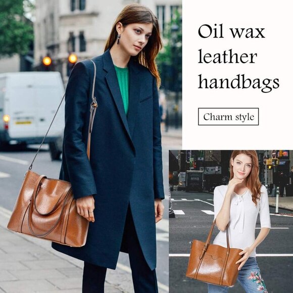 Womens Leather Purses and Handbags Top Handle Satchel Bags Tote Bags Tote Purses - Picture 2 of 7